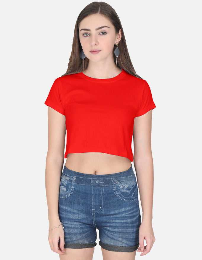 Women's white cropped T-shirt with short sleeves, casual fashion