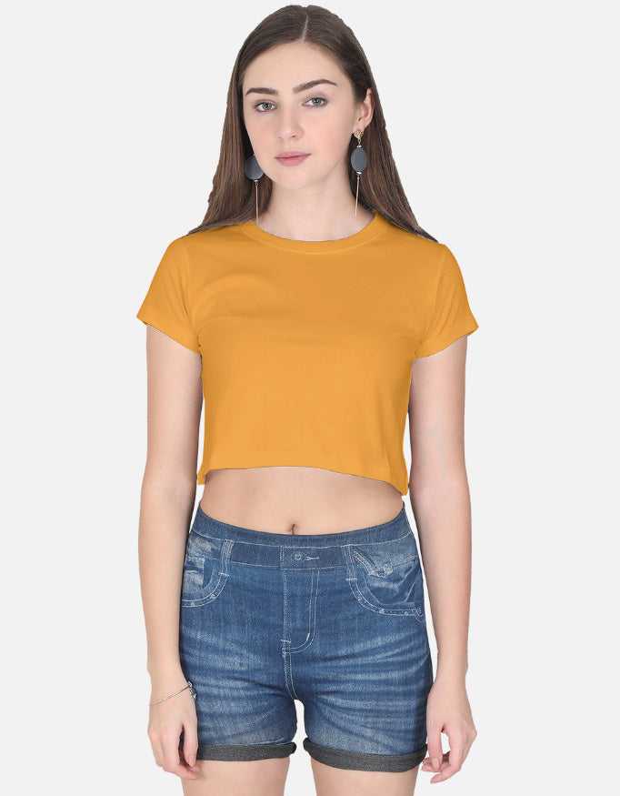 Women's cropped tank top in yellow, casual apparel for girls and women