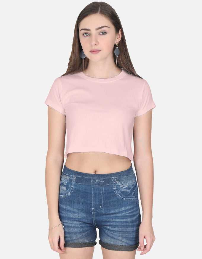 Women's cropped tank top in pastel pink, casual apparel for girls and women