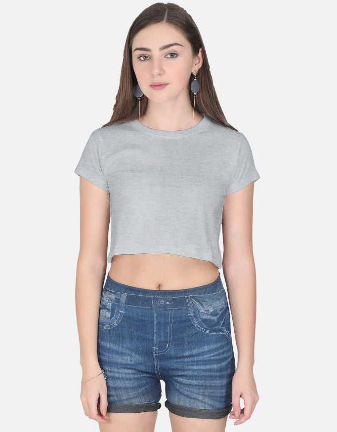 Women's cropped tank top in light gray, casual apparel for girls and women